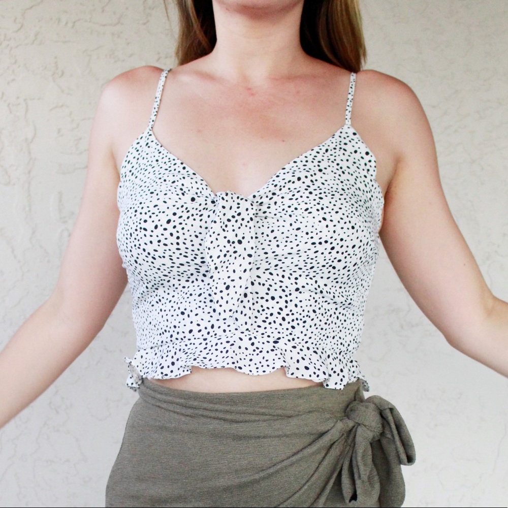 Polk a dot crop top, front tie